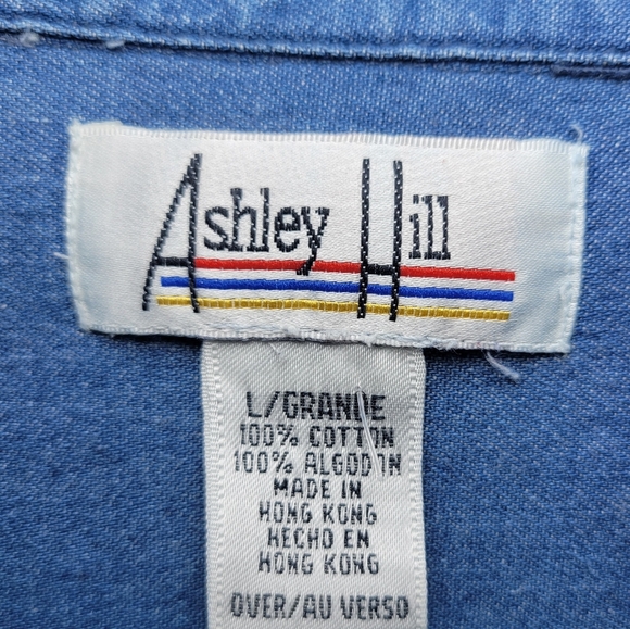 Vintage Ashley Hill Wilderness Denim Shirt Patchwork Western Outdoors Vibes L - Picture 16 of 16